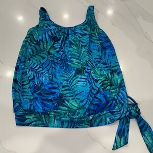 Yonique Tankini  Loose Fit Swim Top, Blue/Green Size M POB 24006671
